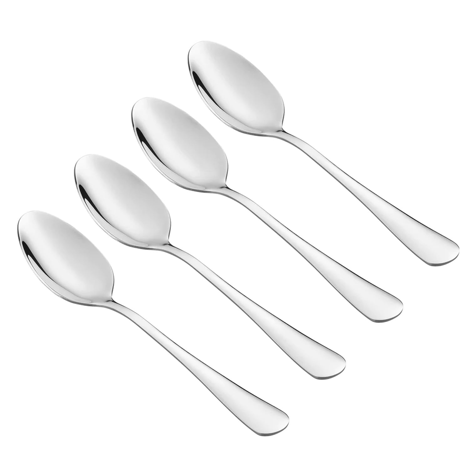 Set of 4 Dessert Spoons - Stainless Steel, Durable, Rust-Resistant, Mirror Finish, Dishwasher Safe, Perfect for Home, Office, Parties - Stylish Utensils for Tea, Coffee, Desserts (4pk_Dessert_Spoons)