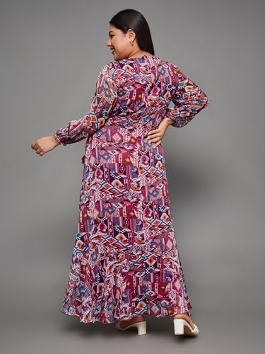 Image of Miss Chase A+ Women's Bohemian V-Neck Flutter Sleeve Chiffon Relaxed Fit Wrap Maxi Dress