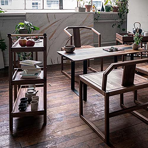 Image of Solid Sheesham Wooden Storage Trolley with Wheels - Multi-Functional Spice Rack, Coffee & Serving Table, Tea Cart, and Wine Trolley