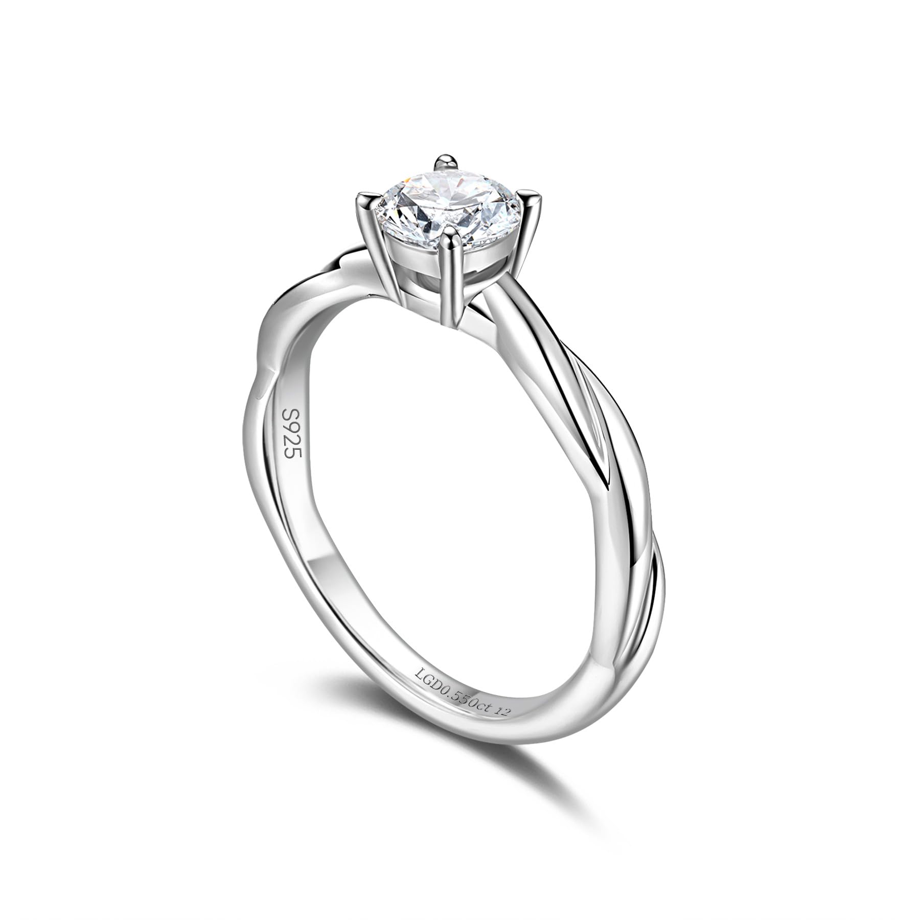 FANCIME 0,3-0,55 Karat Lab-Grown Diamant Ringe Damen, Solitär Diamant Ringe aus 925 Sterling Silber Verlobungsring Hochzeit Valentinstag Schmuck für Damen Frauen Sie (D-E Farbe, VS Clarity)