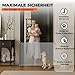 Allyson® Treppenschutzgitter Ausziehbar, Türschutzgitter bis 140 cm Treppengitter für Kinder & Haustiere, Kinderschutzgitter 85 cm Höhe, Haustierschutzgitter Einziehbar, Verstellbar & Stabil – Grau