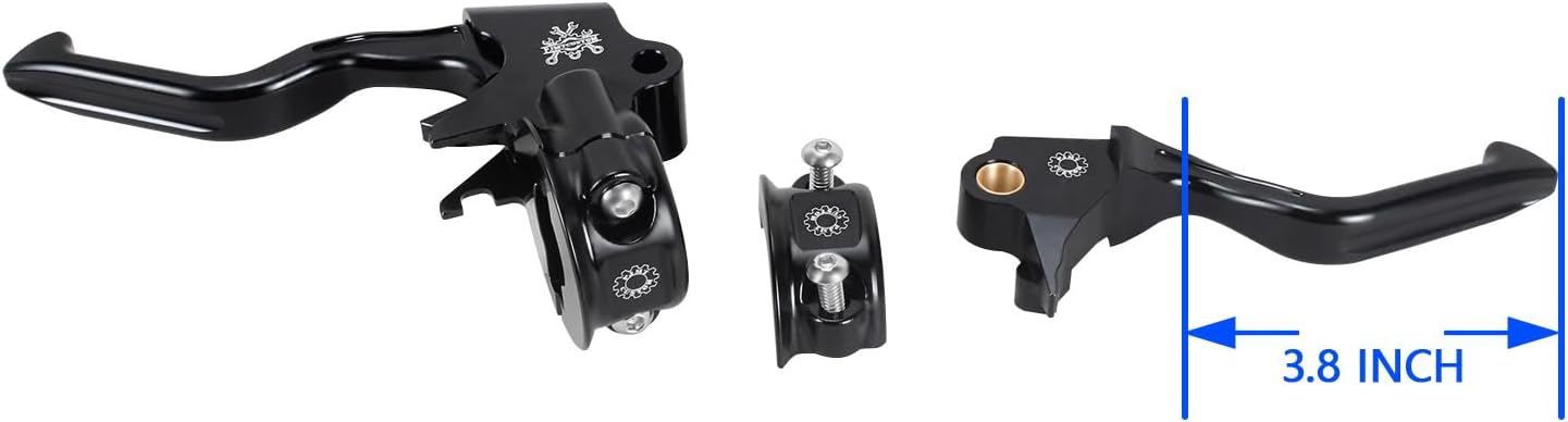 Black Easy Pull Hand Controls Clutch Brake Shift Levers with Clutch Handlebar Clamp Lever Brackets Fits for Harley Davidson 96-2003 Sportster, 96-2014 Dyna Softail, Tourings(Black)