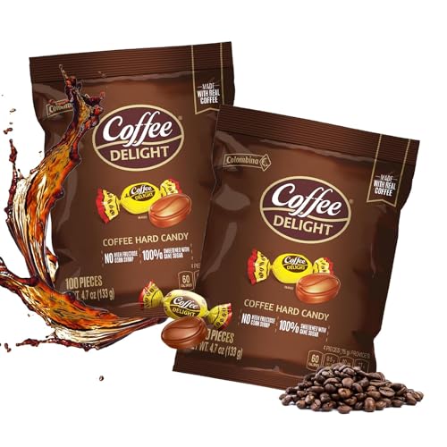 Caramelos de Café Colombina Caramelos Delight 100 unidades 380gr cada bolsa | Pack de 2 bolsas de Caramelos Duros de Cafe colombiano Delight