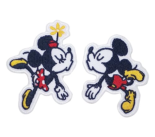 Octory 2 PCS Couple Kiss Mickey Iron On Patches for Clothing Saw On/Iron On Embroidered Patch...
