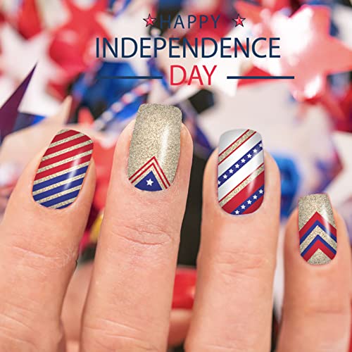 12 Sheets 4Th Of July Nail Wraps Stickers, Independence Day Full Nail Polish Strips, Memorial Day Diy Self-Adhesive Nail Art Decals Patriotic American Flag Pattern Decor With 2 Piece Nail Files (168 Pieces) #TOP2