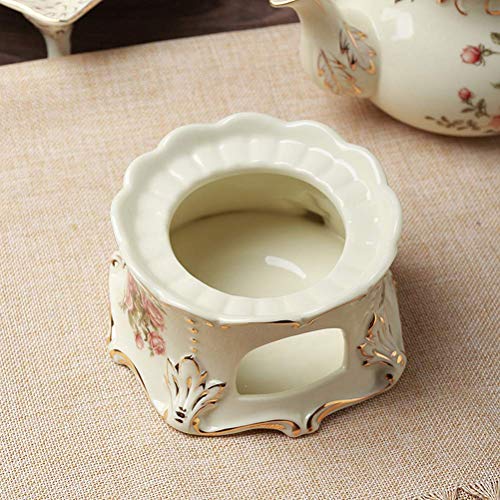 SXLCKJ Juego de té de Flores de cerámica, Base calefactora de Velas Creativas, Taza de café Continental Resistente al… - Imagen 6