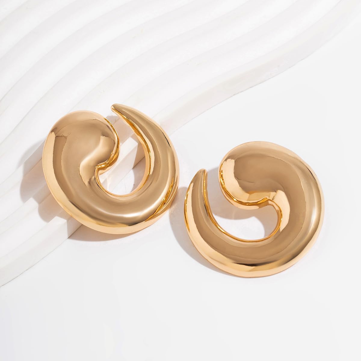 Statement Earrings for Women Big Earrings Large Chunky Earrings for Women Irregular Geometric Drop Dangle Earrings Oversized Spiral Erarings Chunky Jewelry - Image 3