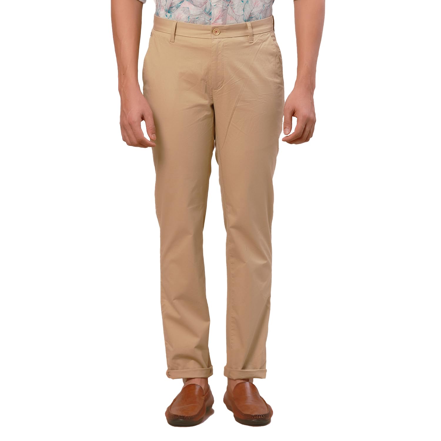 raymond Men's Mid Rise Slim Fit Solid Pattern Cotton Blend Flat Front Casual Chinos-picture-17