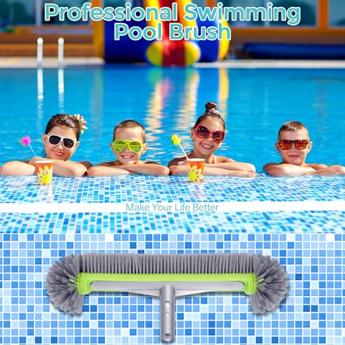 Poolbürste für Folienpool 17,5″, Pool Reinigungsbürste, Poolbürsten mit Nylonborsten EZ-Clip, Robuste runde Poolbürste für Wand, Reinigung Pool Wänden, Fliesen, Böden, Nicht mit Teleskopstange