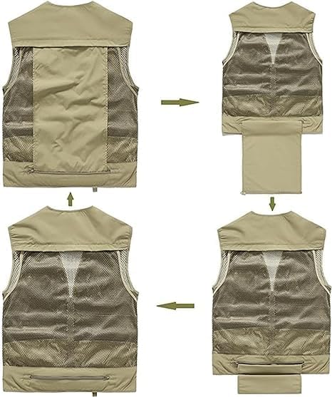 Breathable Mesh Zip Cargo Vest, Men's Multi-Pocket Quick Drying Tactical Vests, Outdoor Hiking Fishing Cargo Vest