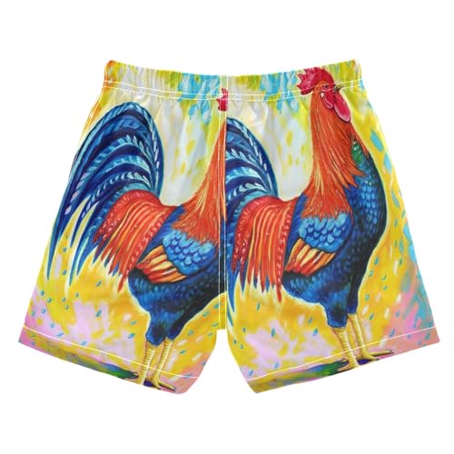 Kids Swimming Shorts, Baby Swim Trunks 2t, Painting Rooster Colorful2