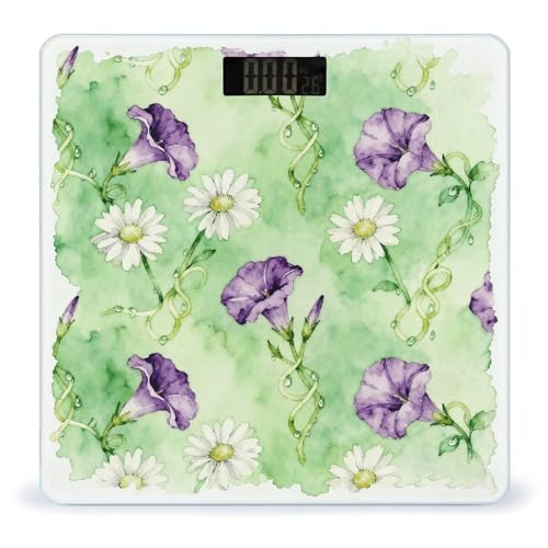 Báscula digital de baño precisa y estable color púrpura y blanco miniatura 1