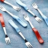 BLLUEX 10-Piece Stainless Steel Fruit Fork Set, Heavy Duty, Rust-Resistant, Dishwasher Safe Dessert Forks, Perfect for Fruits, Cheese, Appetizers, Wedding, Party, Picnics, Daily Use (Multicolour)