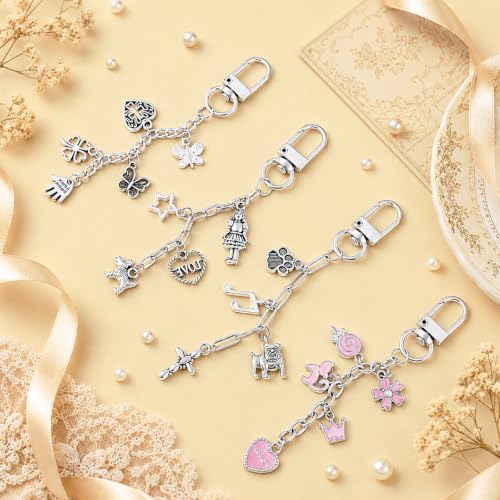Image of Wurosi 24 Sets Keychain Making Kit for Bag Charm with Package,Silver