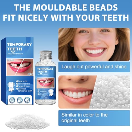 Image of Tooth Repair Kit, Moldable False Teeth Beads for Teeth Repair, Suitable for Missing, Cracked DIY Denture Kit, 4PCS
