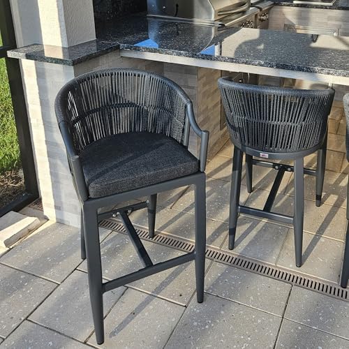 Amazon.com: PURPLE LEAF Counter Height Bar Stools Set of 2 Patio Rattan ...