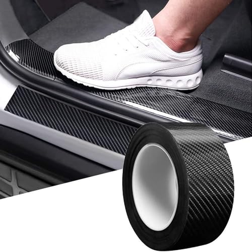 Ashopper Village Car Door Sill Protector Bumper Protector Carbon Fiber Car Wrap Film 5D Gloss Black Vinyl Automotive Wrap Film Self-Adhesive Tape – 5 cm x 500 cm Black