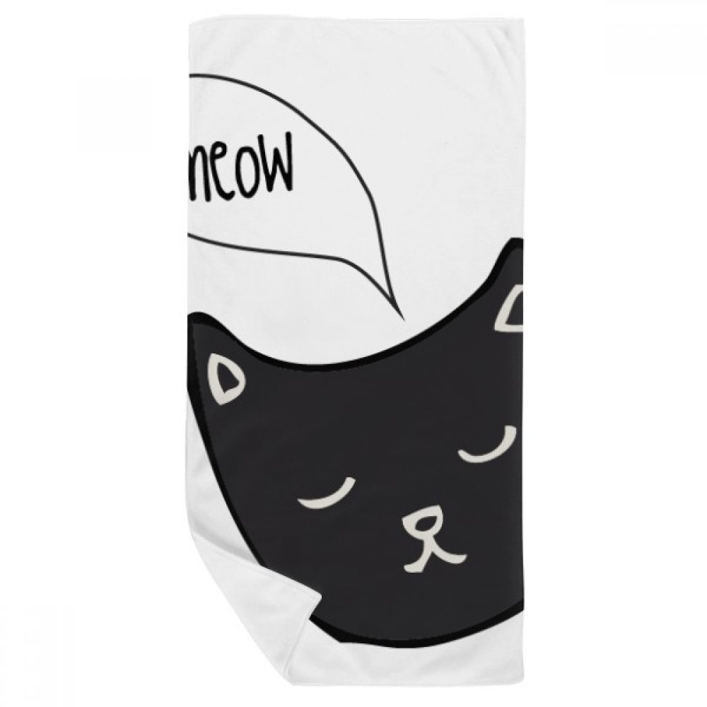 Serviette de bain doux motif chat noir de taille 35x70cm petit drap de toilette multicolor pour visage