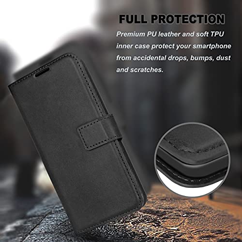 Housse en cuir pour Galaxy A12 étui noir élégant à rabat haute protection - 5
