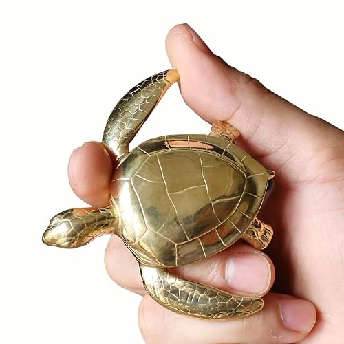 NGDFGR Brass Sea Turtle Miniature Figurines,Bronze Marine Animal Statue Sculpture Crafts Desktop Ornament Home Sand Table Decor Accessories Study Paperweight