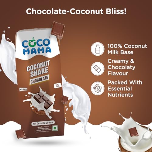 Image of Coco Mama Coconut Shake Chocolate, 250ml| Pack of 1| Rich, Creamy Dairy Free Beverage|Contains Dietary Fiber & Minerals| Supports Healthy Digestion|No Added Colours & Preservatives