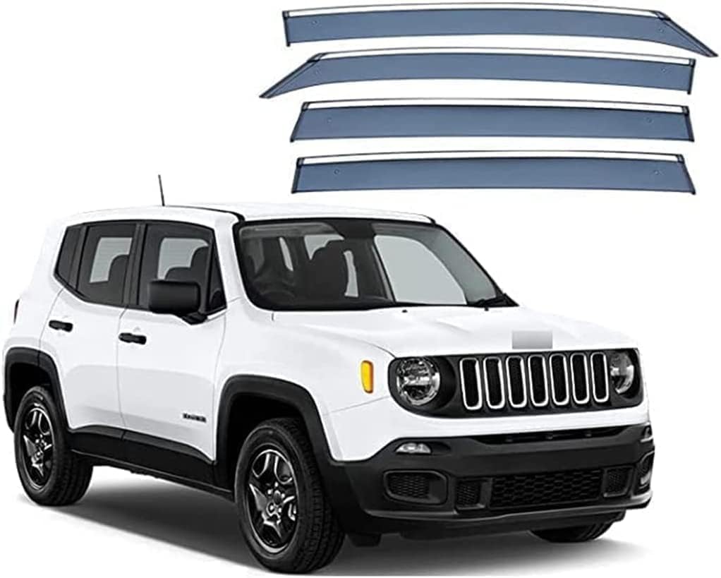 PANXUC Car Wind Deflectors for Jeep Renegade 2016, Side Window Wind Rain Deflector Window Visor Sun Rain Guard Smoke Guards