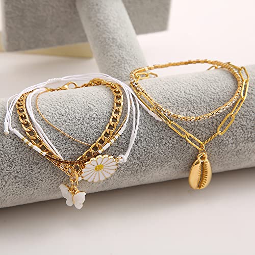 Image of Shining Diva Fashion Stylish Multilayer Gold Plated Bangle Bracelet for Women and Girls