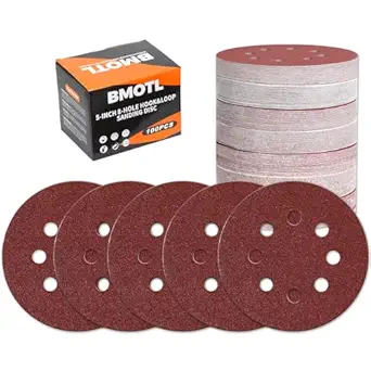 100Pcs 40 Grit Sanding Discs 5 Inch 8 Hole: Woodworking/Metalworking Round Extra Coarse Hook and Loop Sandpaper for Random Orbital Sander