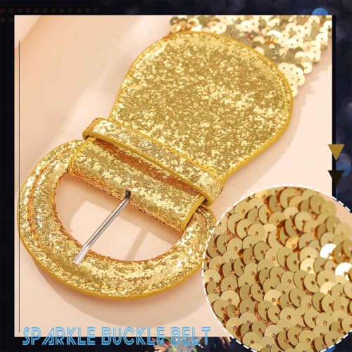 Yalice Thick Dress Belt for Women Wide Elastic Waist Belts Glitter Sequins Chunky Waistband4