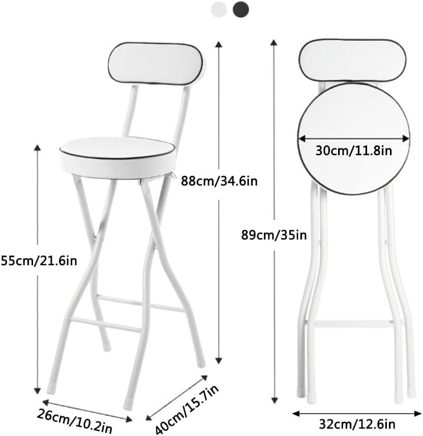 Tabouret de bar pliable confortable dossier rembourré acier cuisine maison