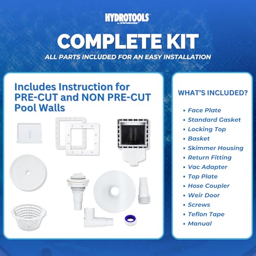 image for Swimline HYDROTOOLS Standard ABS Thru-Wall Skimmer Kit, White - Includ