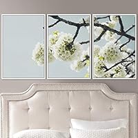 3 Piece Framed Canvas Wall Art White Blossom and Colorful Bouquet Canvas Prints Home Artwork Decoration for Living Room,Bedroom - 16