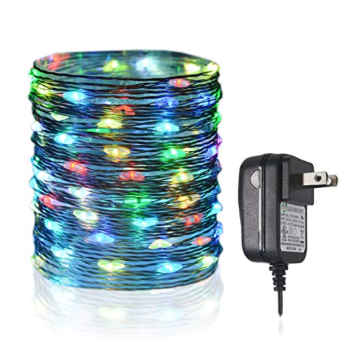 HAHOME Blinking Fairy String Lights,33Ft 100 LEDs Indoor and Outdoor Starry Lights with Power Adapter for Christmas Halloween Wedding and Party Decoration,Multicolor