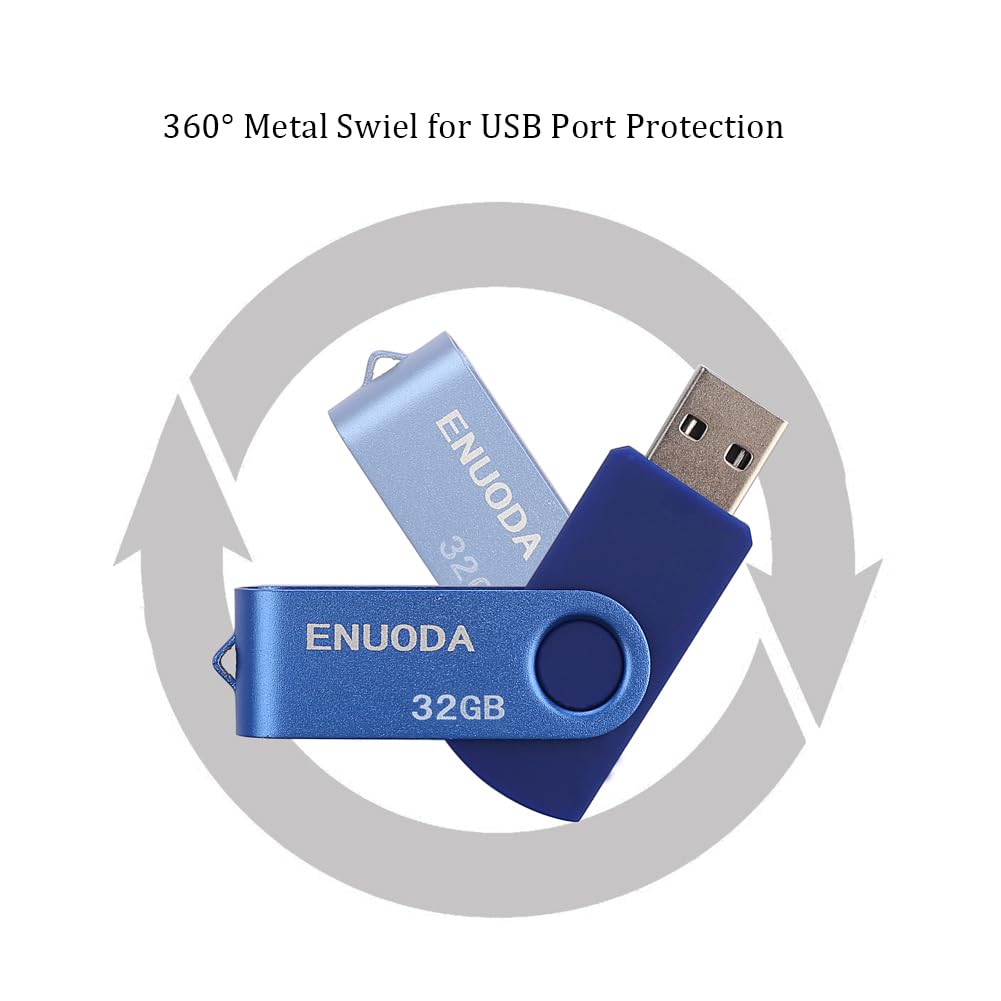 ENUODA Chiavetta USB 32GB 5 Pezzi Pennetta Girevole Pen Drive USB 2.0 Unità Memoria Flash per Archiviazione Dati con Luce LED (5 Multicolorato: Nero Blu Verde Viola Rosso)
