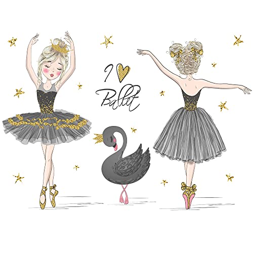 Vinilo decorativo bailarinas y cisne negro 48x31 pulg