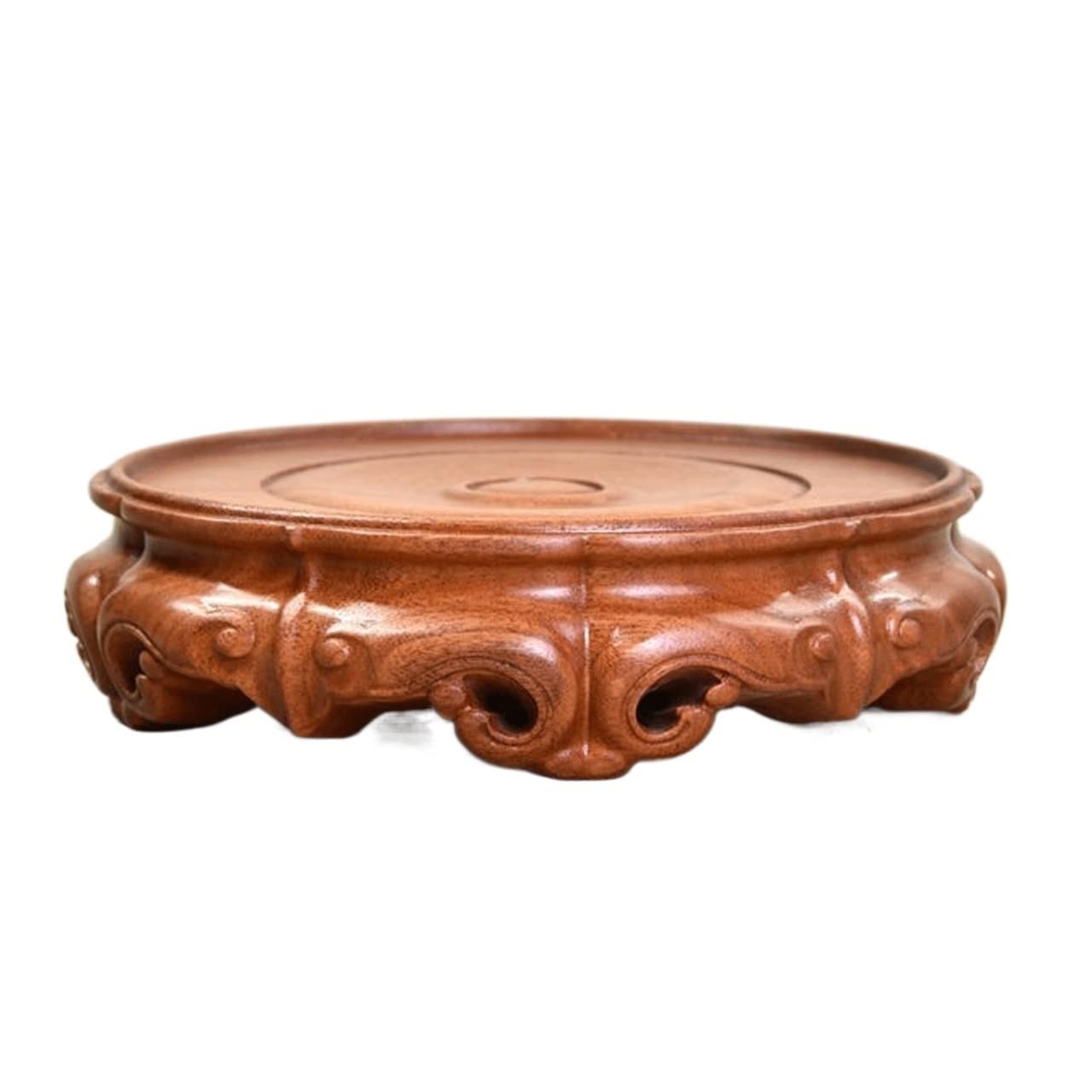 ADERFETBI Plant Pot Saucer Round Bonsai Display Stand Wooden Vase Base Buddha Statue Pottery Decoration Home(S)