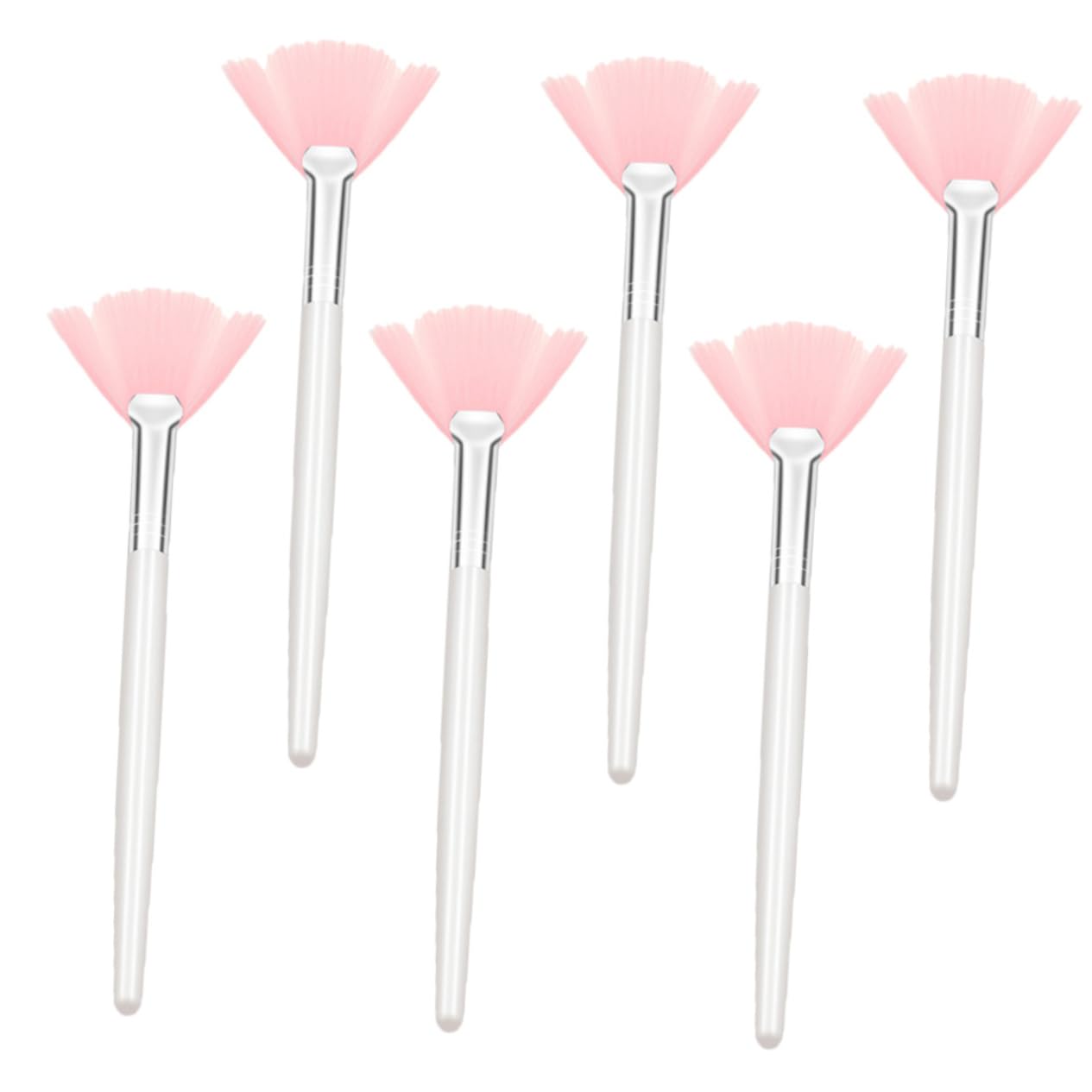 Ipetboom 6pcs Soft Bristle Facial Brush Set for Makeup Esthetician Makeup Applicator Kit Long Handle Fan for Women