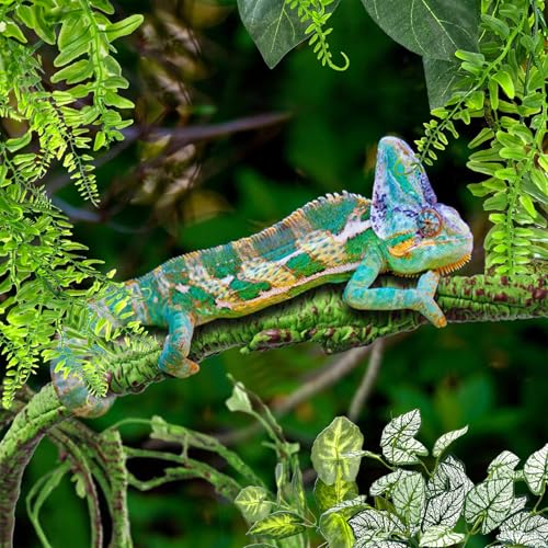 Hamiledyi 7 Pcs Reptile Plants Bendable Climbing Vines Terrarium Hanging Artificial Leaves, Bearded Dragon Tank Accessories, Habitat Decor for Snake Leopard Gecko Lizard Chameleon by Hamiledyi - Image 3