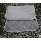Ösen: Aluminium Zink, Abstand 80cm, alle vier Seiten gestanzt (Knopfloch ist nur begrenzt belastbar, kann nicht zu stark gezogen werden)