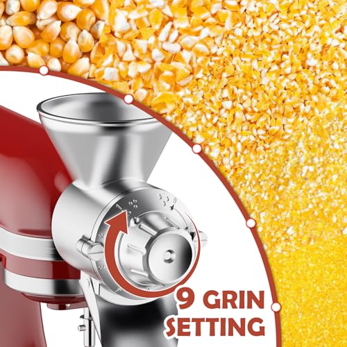 Image of GVODE Grain Mill Attachment for Kitchenaid Stand Mixer, 9 Levels Flour Mill, Grain Mill for Flour, Fit for Non-Oily Dry Grain Corn, Coffee Bean Grinder, Oats, Millet, Wheat