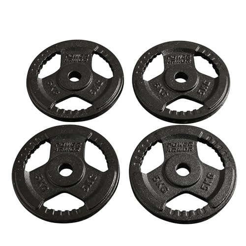 POWER ARMOR(パワーアーマー)バーベルシャフト ウエイトプレート ダンベルシャフト (アイアンプレート5KG×4枚 【穴径29mm】)