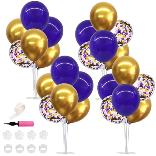 Image of TONIFUL 4 Set Purple Gold Balloon Stand Balloon Centerpieces for Table