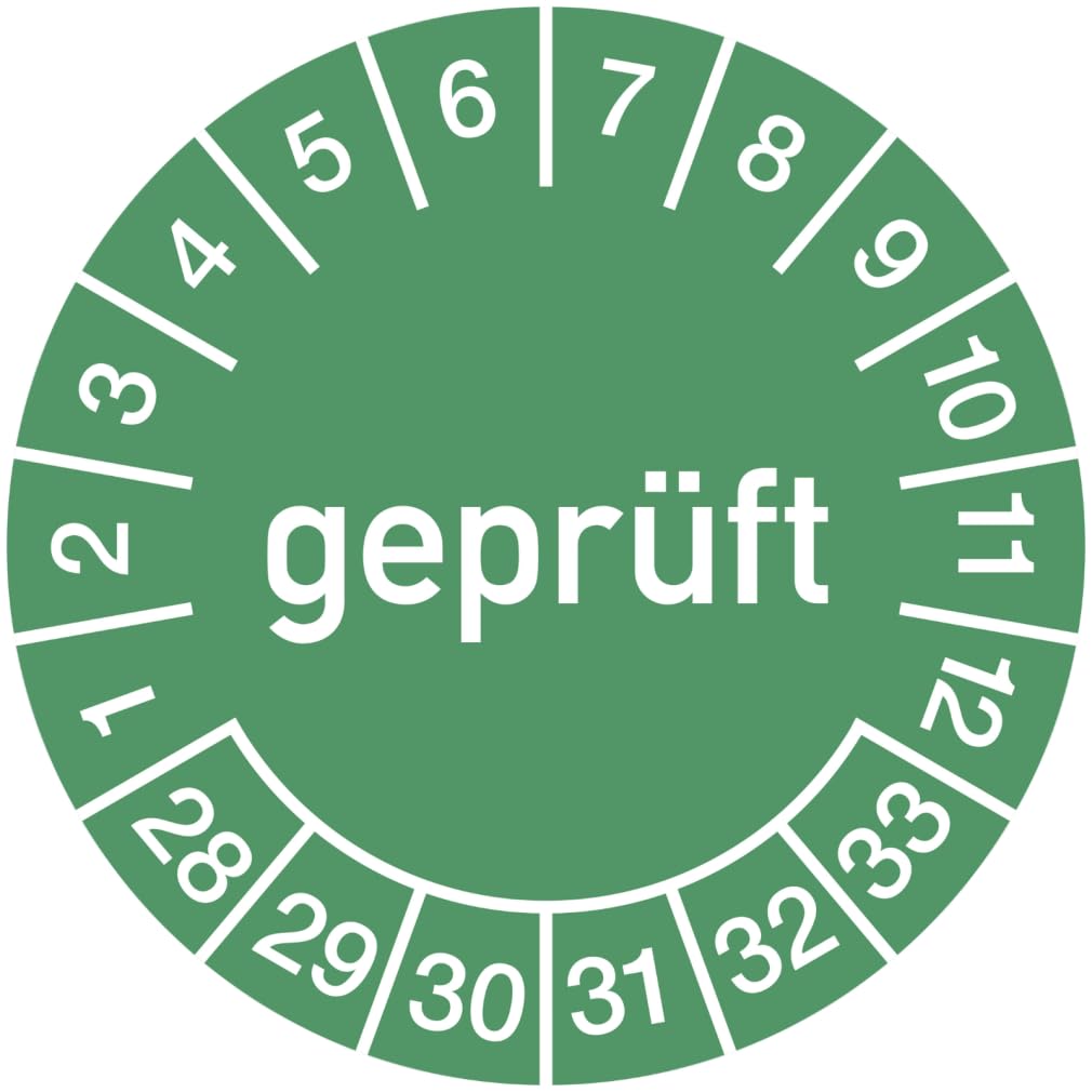 Dreifke® Prüfplakette geprüft 2028-2033, Folie, Ø 20 mm, Rolle mit 500 Stück