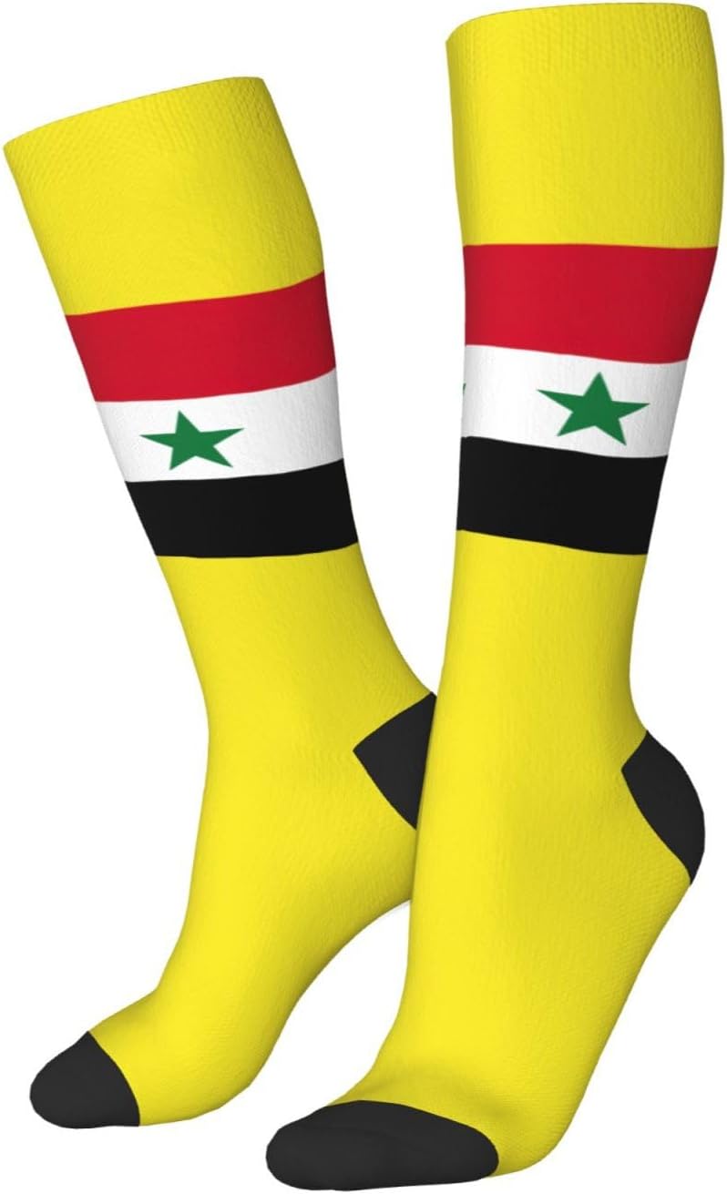 Flag Of The Syrian Arab Republic Print Adult Socks, Elastic Stretch Socks,Soft Breathable For Daily Sports Casual Wear