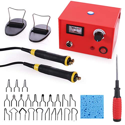 TOPCHANCES Wood Burning Kit ,110V 50W Dual Pen Pyrography Machine Tool Kits with 23pcs Pyrography Wire Tips for Beginner and Adults