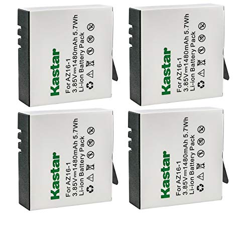 Kastar 4-Pack Battery Replacement for Xiaomi YI AZ16-1, Xiaomi YI AZ16-2 Battery, Xiaomi Yi 4K, Xiaomi Yi 4K+, Xiaomi Yi Lite, Xiaomi YI 360 VR Sport Action Camera Camcorder