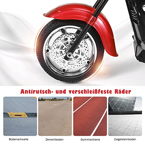 COSTWAY 6V Elektro Motorrad Kinder mit verstellbaren Scheinwerfer, Dreirad Elektromotorrad mit Sound | Hupe | Rückspiegel | Pedale, Geschwindigkeit 2,5-3 km/h (Rot) – Bild 8