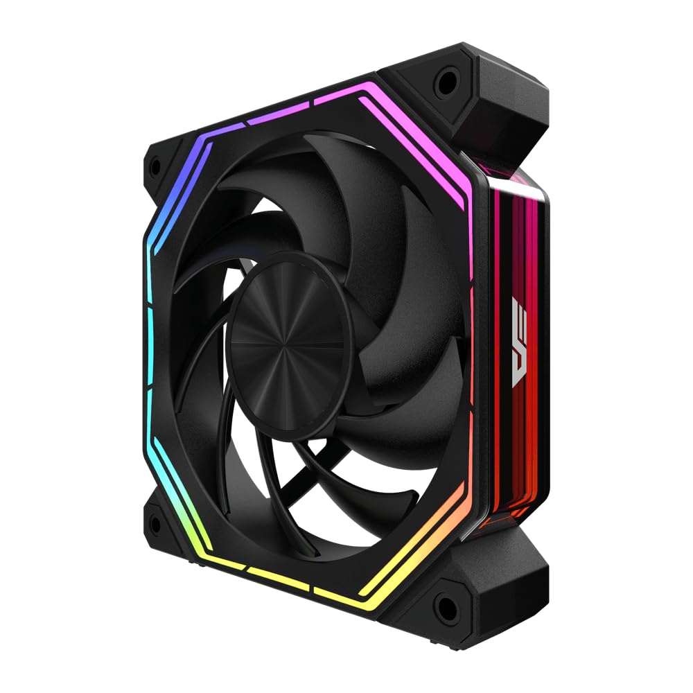 darkFlash INF34 Ventola Case PC 120 mm, Collegamento Margherita, Raffreddamento Fino a 2000 giri/min, PWM 4 Pin, ARGB Ventola Computer Raffreddamento CPU, Confezione da 3 (Invertita, Nera)