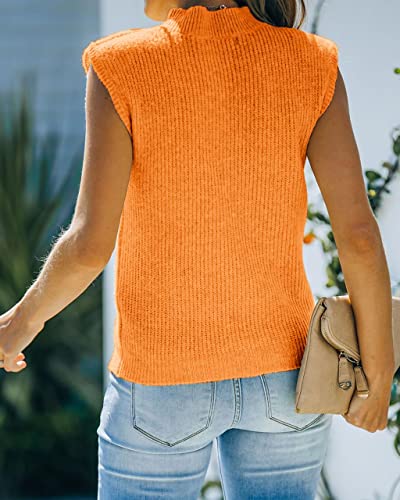 Amarmia Women's Mock Neck Knit Sweater Vest Sleeveless Casual Trendy Summer Ribbed Pullover Tank Tops Orange #TOP2