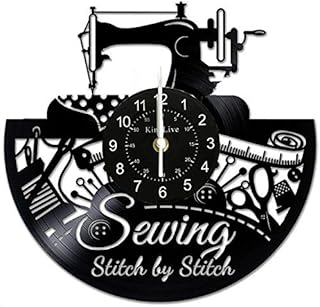 Sewing Machine Vinyl Record Wall Clock Great Idea for Tailor Outfitte Dressmaker